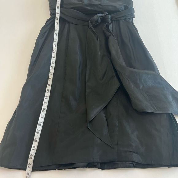 Vera Wang Maids Black Spaghetti Strap Ruffle Back Tie Waist Cocktail Dress Sz 14 - Picture 9 of 12